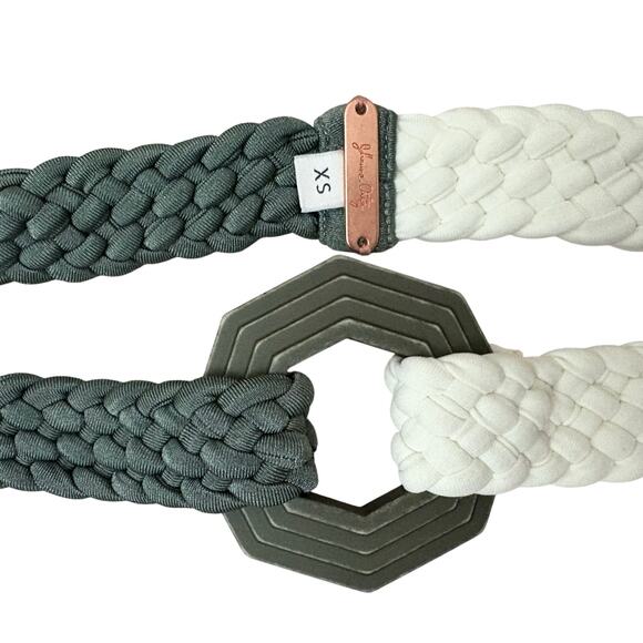 Johanna Ortiz Accessories - JOHANNA ORTIZ Luster of Pearls Braided Statement Belt XS Gold Logo Cream Green